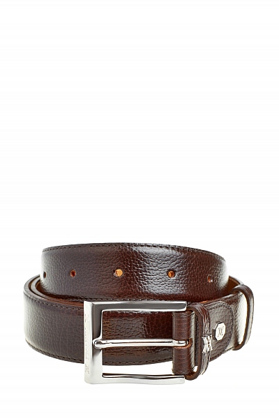 Ремень из крупнозернистой кожи в табачном оттенке