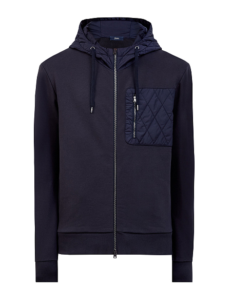 Хлопковая толстовка с отделкой из стеганого нейлона