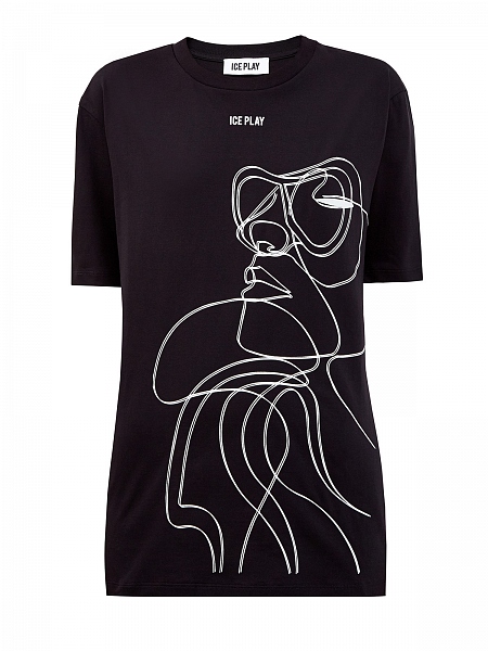 Удлиненная футболка из хлопка с контрастным дизайном