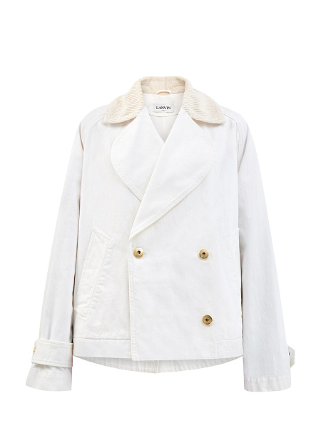 Куртка из плотного денима с вельветовым воротом