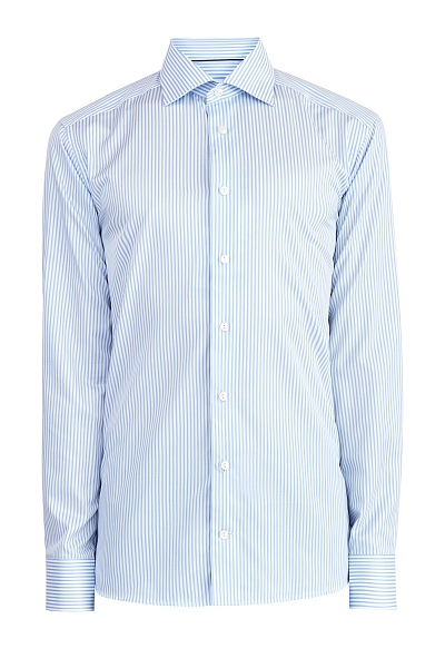Рубашка силуэта Slim в полоску из хлопка и лиоцелла