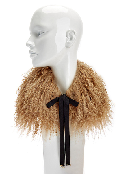 Воротник из овчины с завязками на ленту грогрен