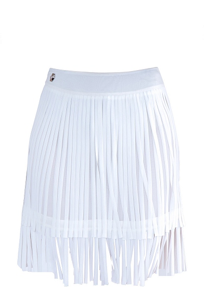 Юбка из шелка с бахромой и эластичным поясом 