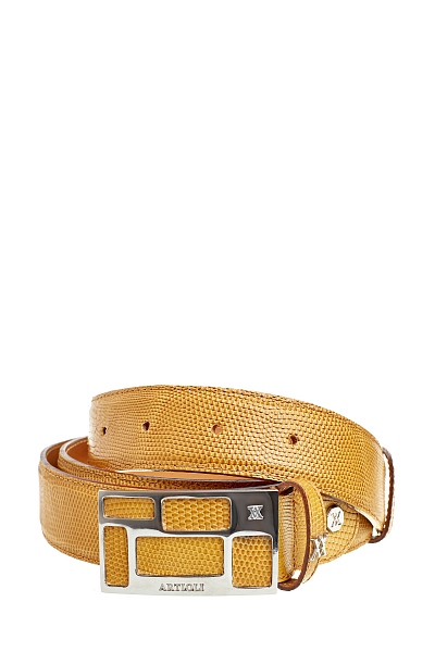 Яркий ремень в&nbsp;стиле casual из&nbsp;текстурированной кожи игуаны