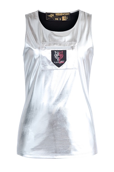 Спортивный топ «Rest» с серебристым покрытием и карманом на груди