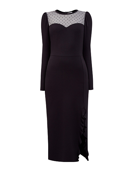 Облегающее платье из&nbsp;вискозы stretch с&nbsp;декором &laquo;пуэн-деспри&raquo;