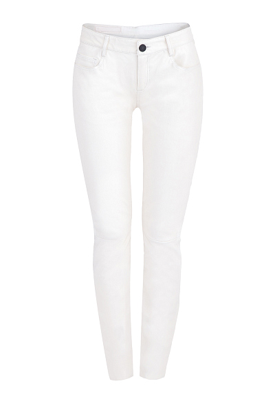 Брюки из кожи ягненка белого цвета