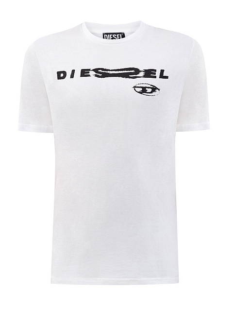 Мужская футболка из хлопкового джерси с контрастным принтом DIESEL-M ...