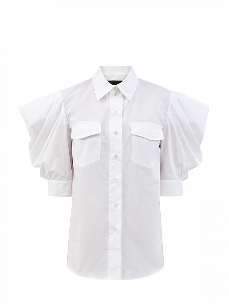 Хлопковая блуза с короткими архитектурными рукавами