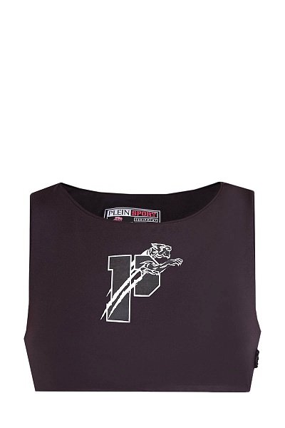 Спортивный топ с фирменной печатной символикой бренда