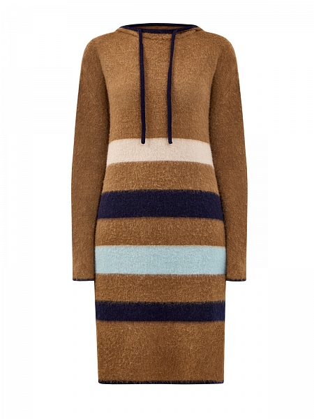 Фактурное платье из шерстяной пряжи с принтом-интарсией