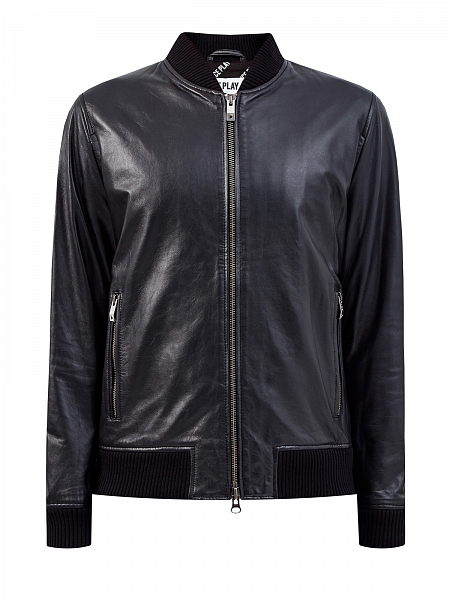 Однотонная куртка из&nbsp;матовой телячьей кожи